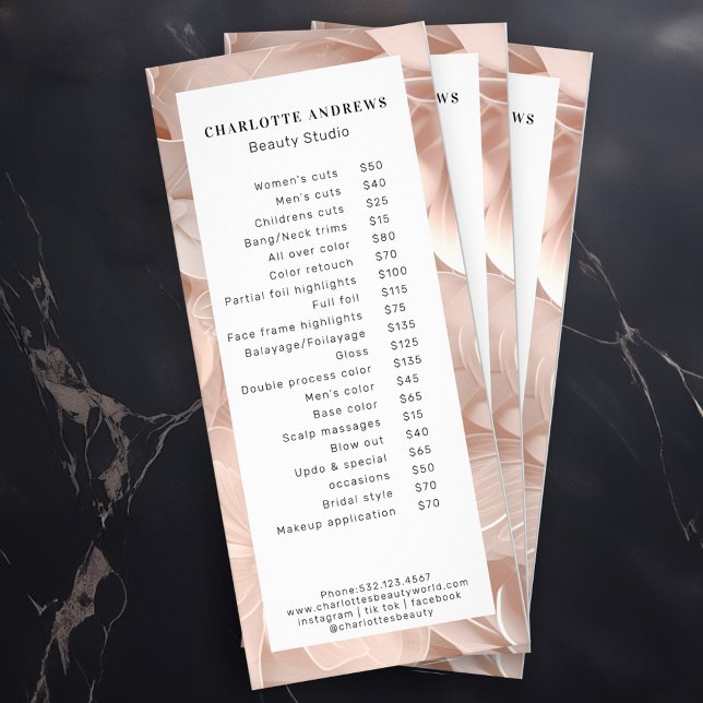 Luxury, Blush-Beige, Flower, Salon Rack Card (Creator Uploaded)