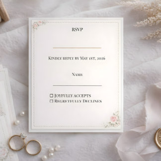 Luxury Blush Floral design  RSVP Card