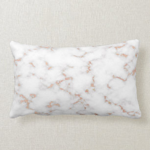Luxury Blush Glitter Pink White Marble Cotton Lumbar Pillow