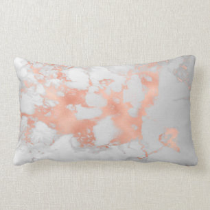 Luxury Blush Glitter White Pink Marble Cotton Lumbar Pillow