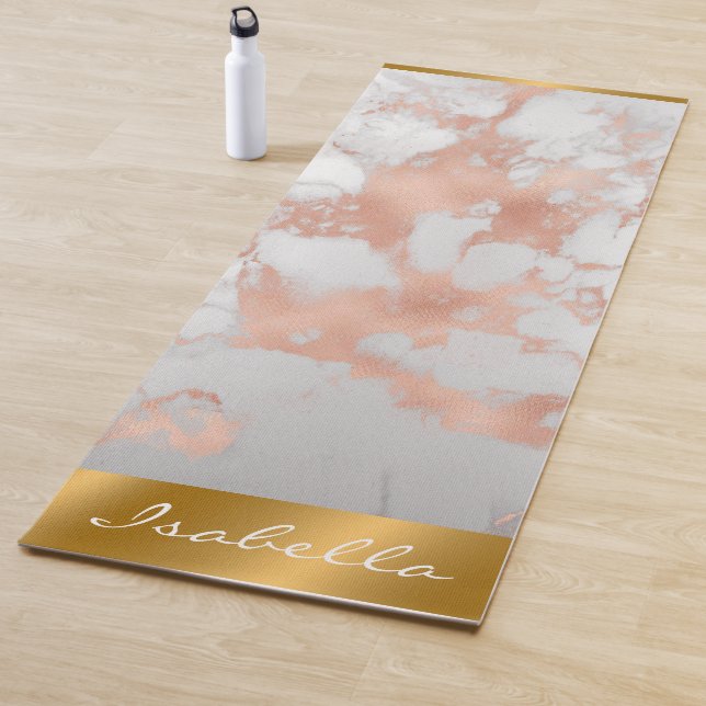 Luxury Blush Glitter White Pink Marble Customize Yoga Mat (In Situ)