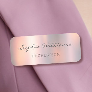 Luxury Blush Metallic Modern Script Name Tag