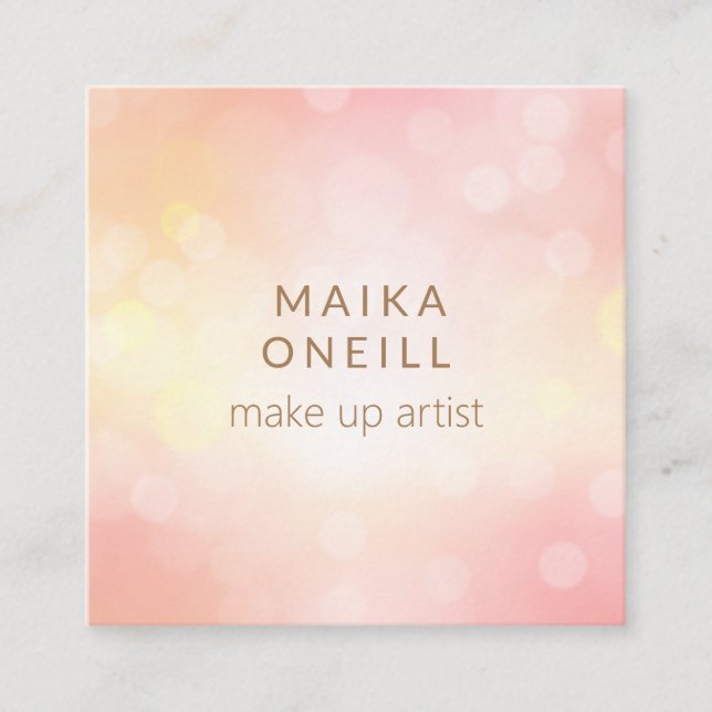 Luxury Blush Pink Bokeh glitter social media Square Business Card (Front)