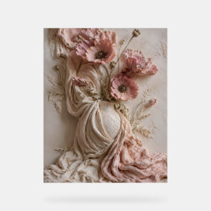 Luxury Blush Pink Floral Relief Poster