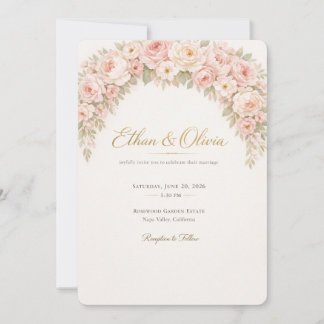 Luxury Blush Pink Floral Wedding Invitation