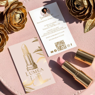 Luxury Blush Pink Gold Beauty Makeup Artist Studio Business Card