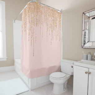 Luxury Blush Pink Gold Sparkly Glitter Fringe