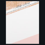 Luxury Blush Pink Gold Sparkly Glitter Fringe Letterhead<br><div class="desc">This glamourous and luxury print is the perfect design for the stylish and trendy woman. It features a faux sparkly gold glitter fringe curtain with faux glitter typography on top of a simple blush pink background. It's an elegant, chic, trendy, and modern bling design with a Hollywood vibe! ***IMPORTANT DESIGN...</div>