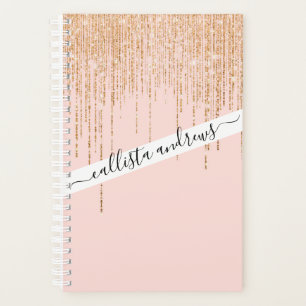 Luxury Blush Pink Gold Sparkly Glitter Fringe Planner