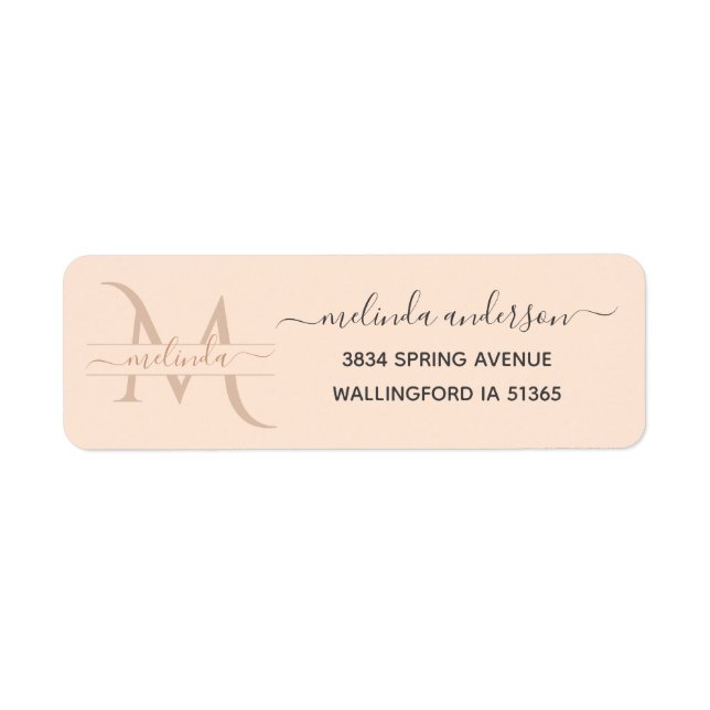 Luxury Blush Pink Monogram Custom Name Address (Front)