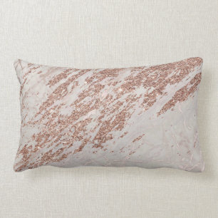 Luxury Blush Pink Rose Glitter Marble Cotton Lumbar Pillow
