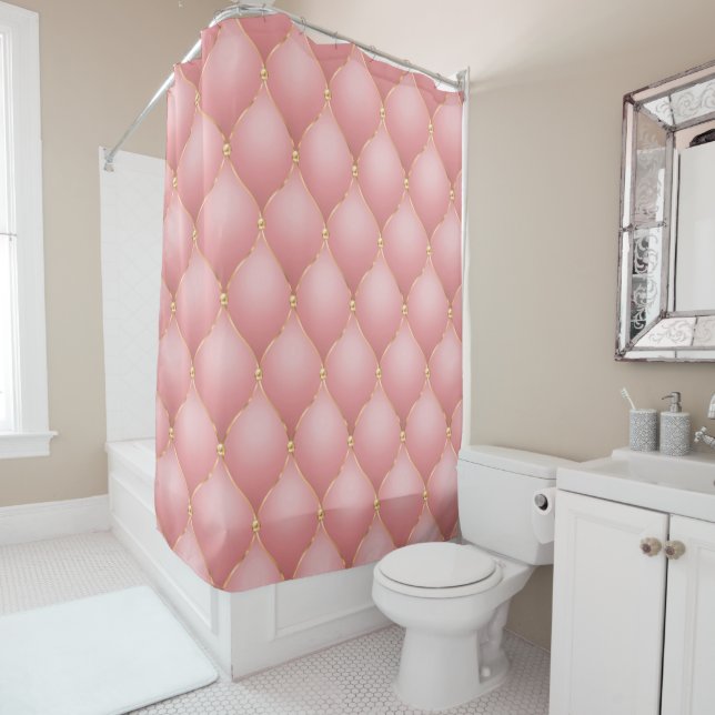 Luxury Blush Pink Rose Gold Diamond Tufted Pattern (In Situ)