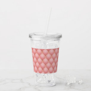 Luxury Blush Pink Rose Gold Diamond Tufted Pattern Acrylic Tumbler