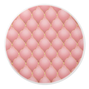 Luxury Blush Pink Rose Gold Diamond Tufted Pattern Ceramic Knob