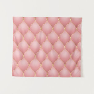 Luxury Blush Pink Rose Gold Diamond Tufted Pattern Tapestry