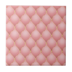 Luxury Blush Pink Rose Gold Diamond Tufted Pattern Tile