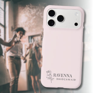 Luxury Blush Pink Rose Line Art Personalized Name 