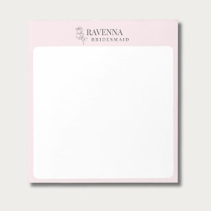 Luxury Blush Pink Rose Line Art Personalized Name  Notepad