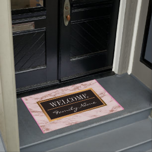 Luxury Blush Rose Pink Glitter Marble Customize Doormat
