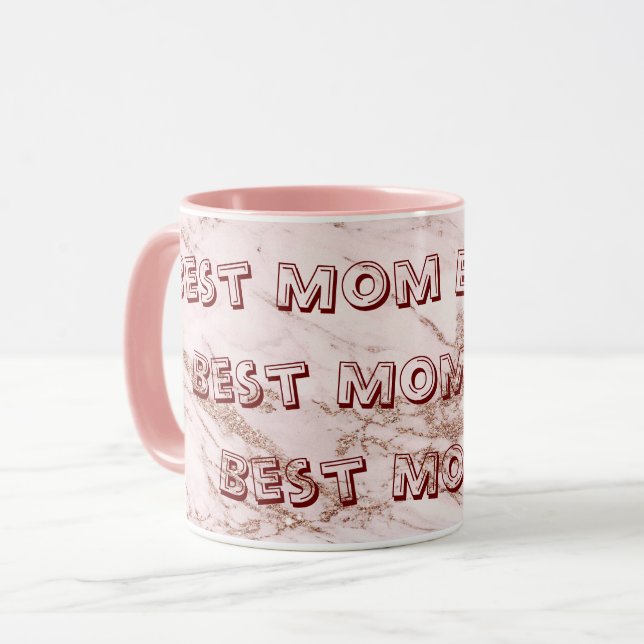 Luxury Blush Rose Pink Glitter Marble Customize Mug (Front Left)
