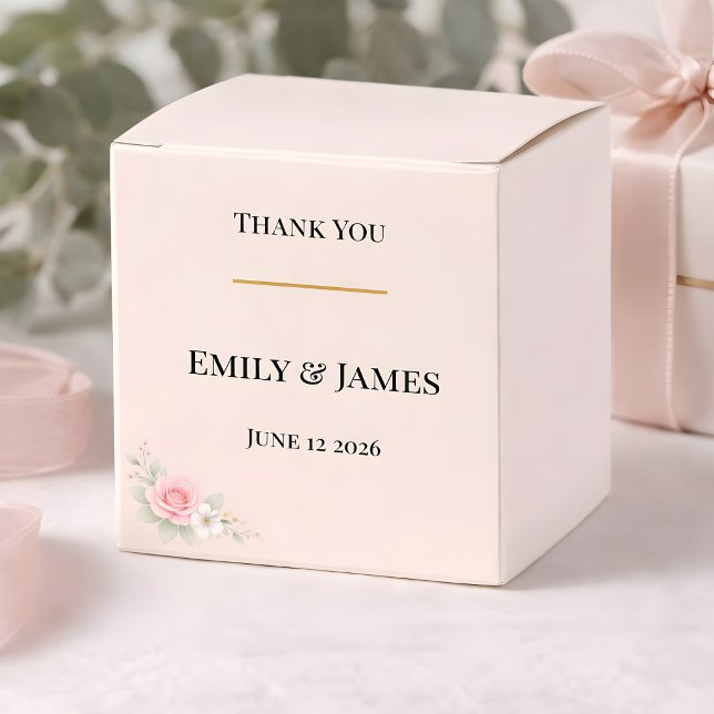Luxury Blush Wedding  Favor Box (Luxury blush wedding favor box with floral design)