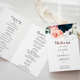 Luxury Boho Colourful Floral Folded Wedding Progra Program