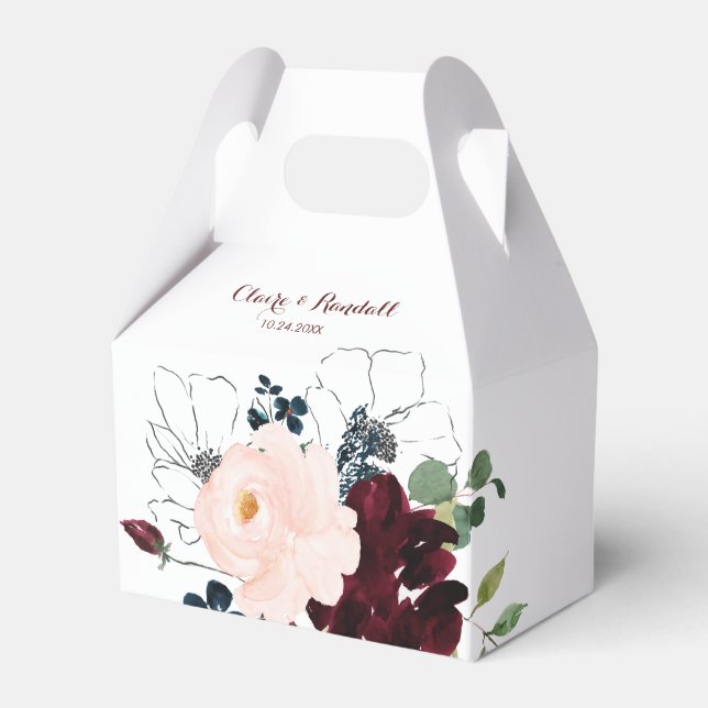 Luxury Boho Colourful Floral Wedding  Favor Box (Front Side)