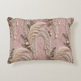 Luxury Boho Dusty Rose Pampas Grass Throw Pillow -