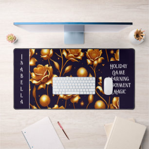 Luxury Boho Gold Rose Modern Collection Desk Mat