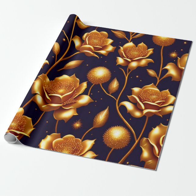 Luxury Boho Gold Rose Modern Collection Wrapping Paper (Unrolled)