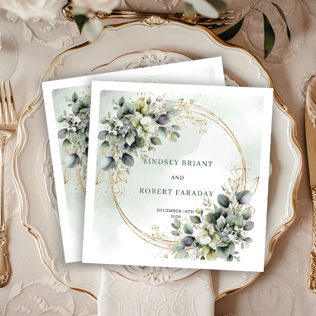Luxury Botanical Eucalyptus Wedding Napkins (Luxury Botanical Eucalyptus Wedding Napkins)