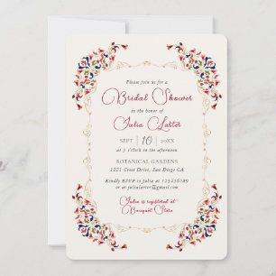 Luxury Botanical Floral Paisley Bridal Shower Invitation