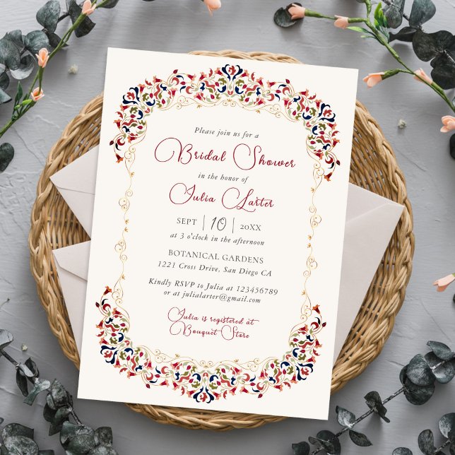 Luxury Botanical Floral Paisley Bridal Shower Invitation (Creator Uploaded)