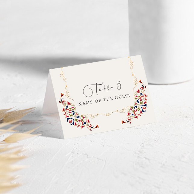 Luxury Botanical Floral Paisley Wedding Place Card (Creator Uploaded)