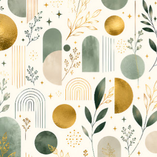 Luxury Botanical Gold Geometric Wrapping Paper