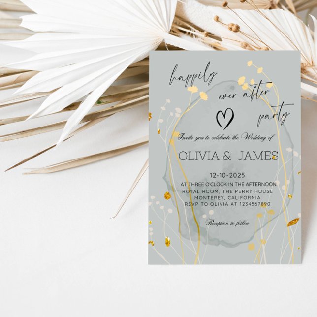 Luxury Botanical Wedding -Happily Ever After Party Invitation (Creator Uploaded)
