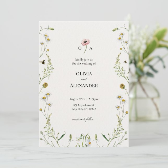 Luxury Botanical Wedding Invitation (Standing Front)