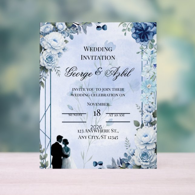 Luxury Botanical Wedding Invitation Acrylic Sign (Neutral)