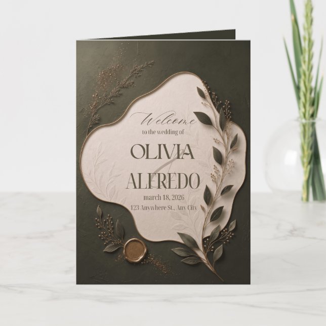 Luxury Botanical Wedding Invitation | Elegant Gree (Front)
