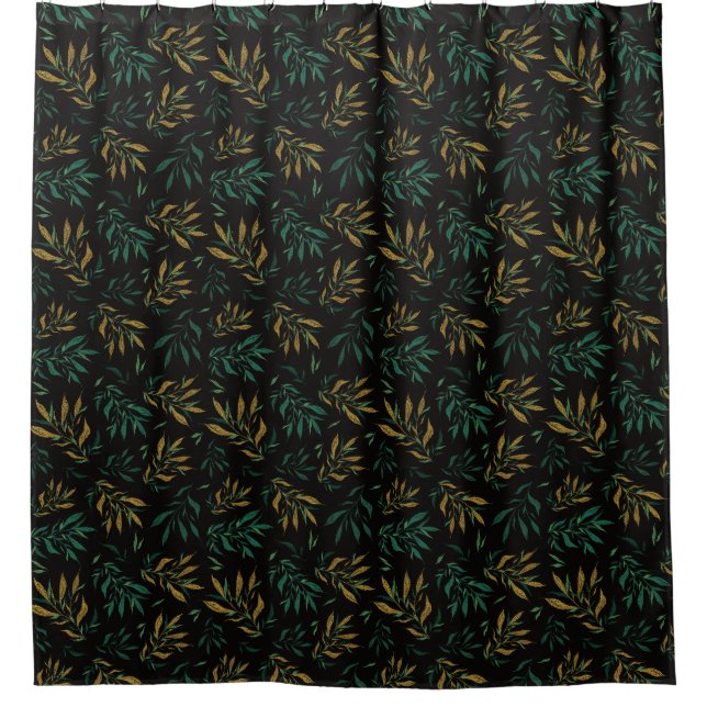 Luxury Botany Pattern with Golden and Green Leaves (Front)