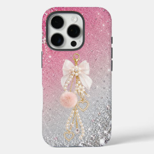 Luxury Bow Pearl iPhone 16 Pro Case Aesthetic