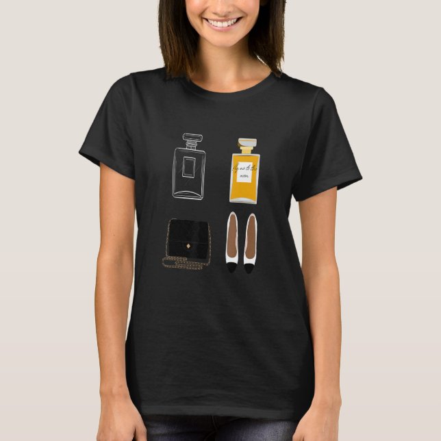 Luxury Brand Black Quilted Classic Flap Bag Perfum T-Shirt (Front)
