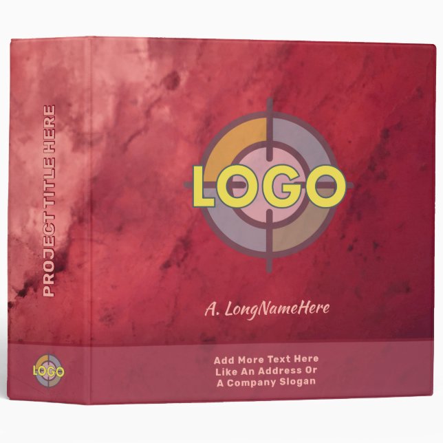 Luxury Brand Ruby Red Blush Pink Executive Office Binder (Front/Spine)