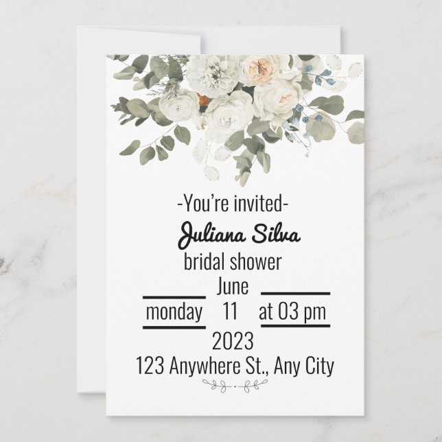 Luxury Bridal Shower Wedding Invitation (Front)