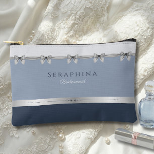 Luxury Bridesmaid   Slate Blue Bridal Party Accessory Pouch