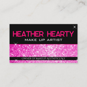 Luxury Bright Girly Pink Neon Glitter Glamour Business Card