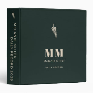 Luxury British Racing Green Botanical Custom Name Binder