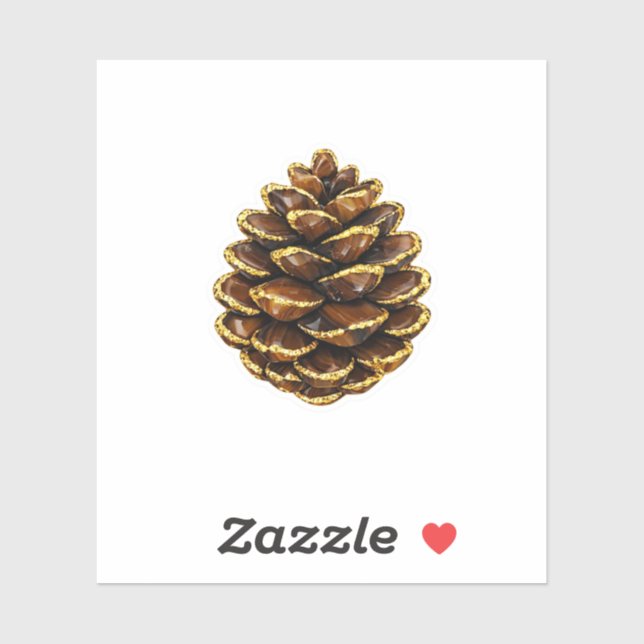 Luxury Brown Agate Pinecone Sticker Elegant Gold C (Sheet)