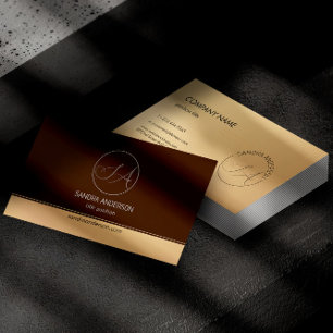 Luxury Brown and Gold Monogram Business Card