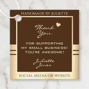 Luxury Brown and Gold Product Packaging Thank You Favour Tags